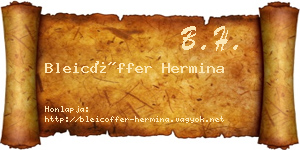 Bleicöffer Hermina névjegykártya